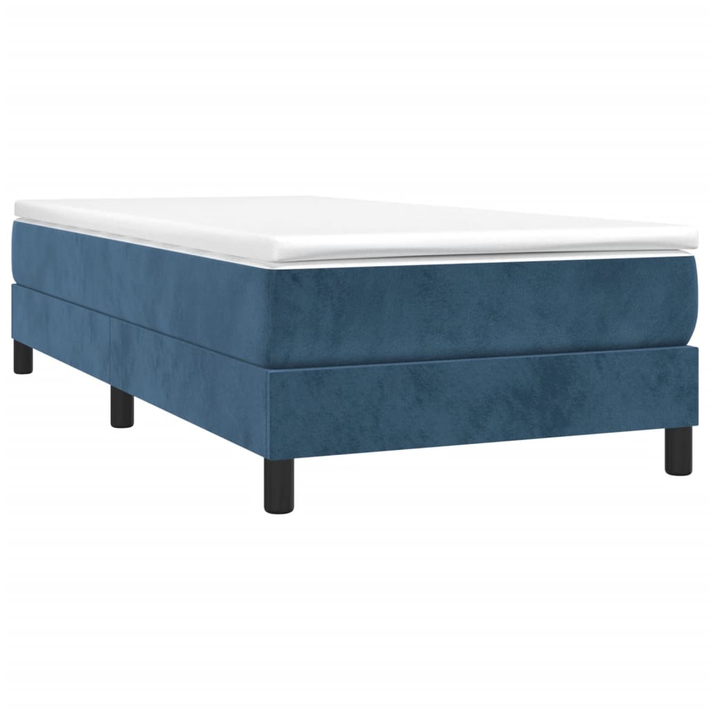 vidaXL Κρεβάτι Boxspring με Στρώμα Σκούρο Μπλε 90x190 εκ. Βελούδινο