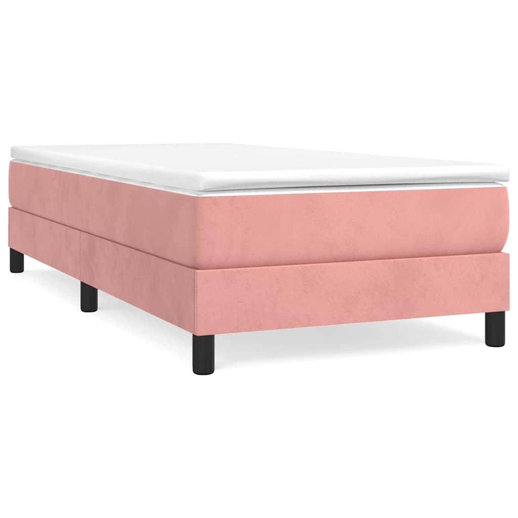 vidaXL Κρεβάτι Boxspring με Στρώμα Ροζ 90x190 εκ. Βελούδινο