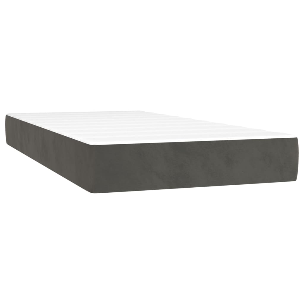 vidaXL Κρεβάτι Boxspring με Στρώμα Σκούρο Γκρι 100x200 εκ. Βελούδινο