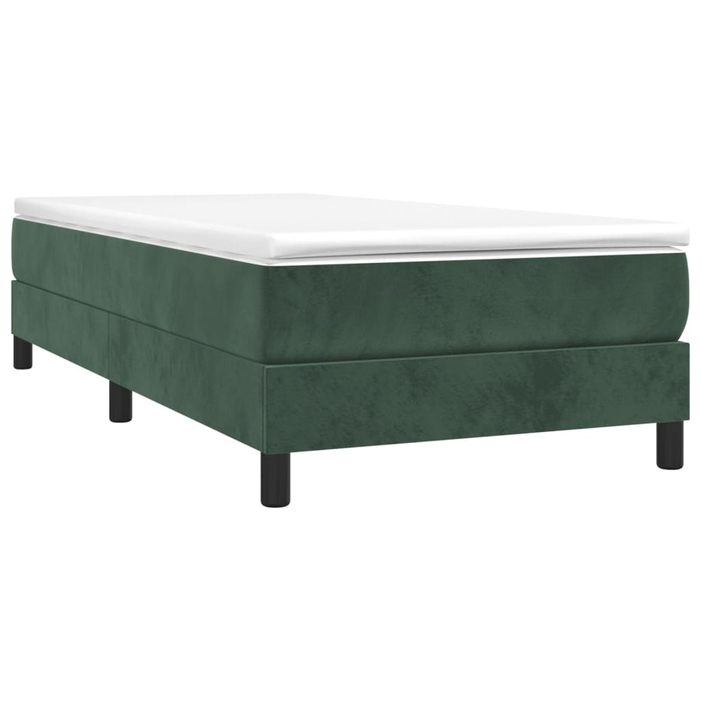 vidaXL Κρεβάτι Boxspring με Στρώμα Σκούρο Πράσινο 100x200εκ. Βελούδινο