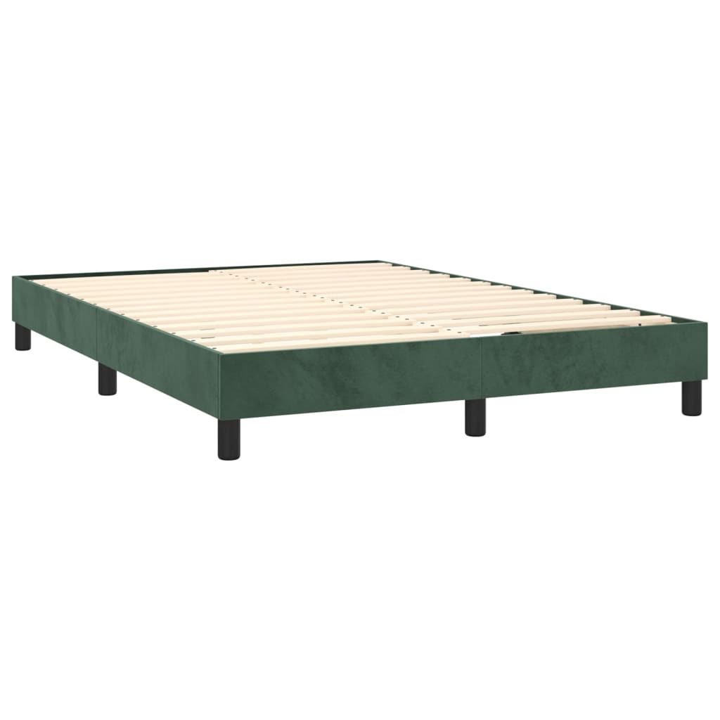 vidaXL Κρεβάτι Boxspring με Στρώμα Σκούρο Πράσινο 140x200εκ. Βελούδινο