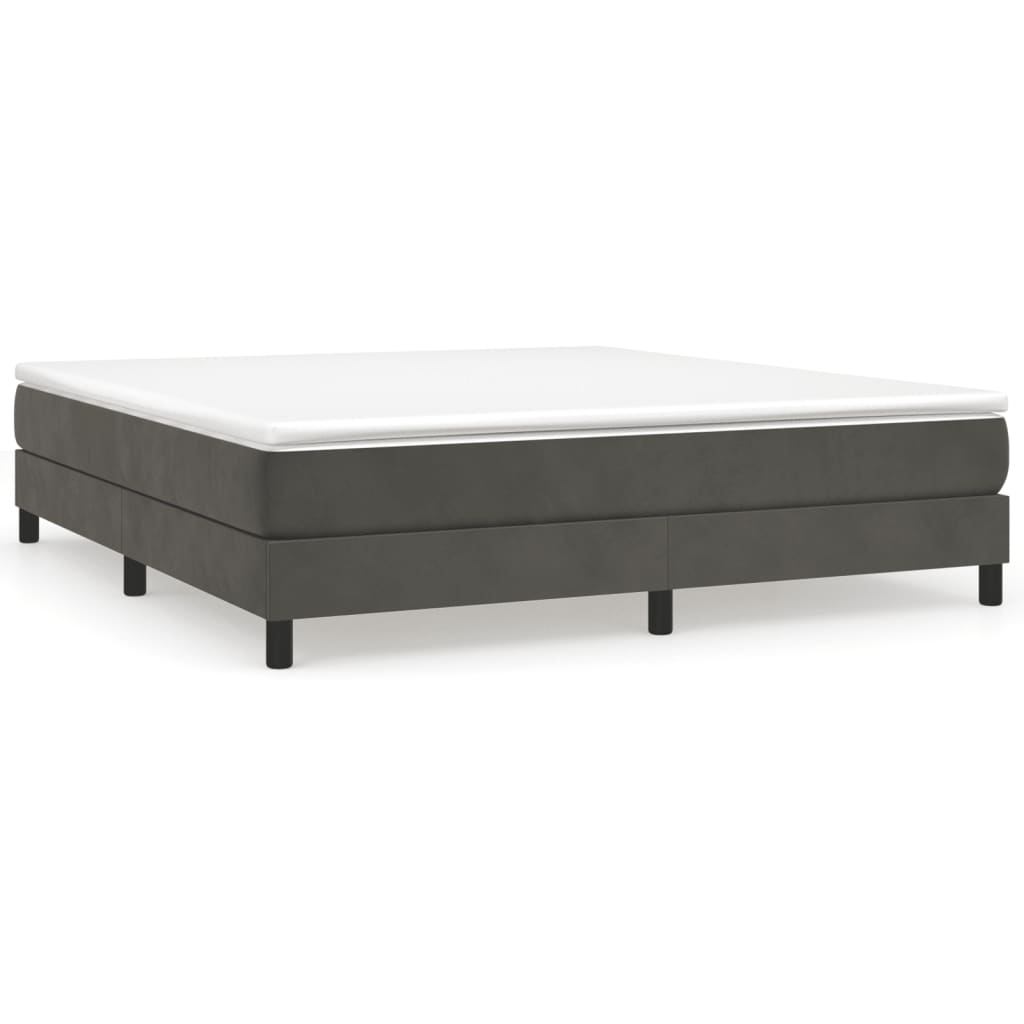vidaXL Κρεβάτι Boxspring με Στρώμα Σκούρο Γκρι 180x200 εκ. Βελούδινο