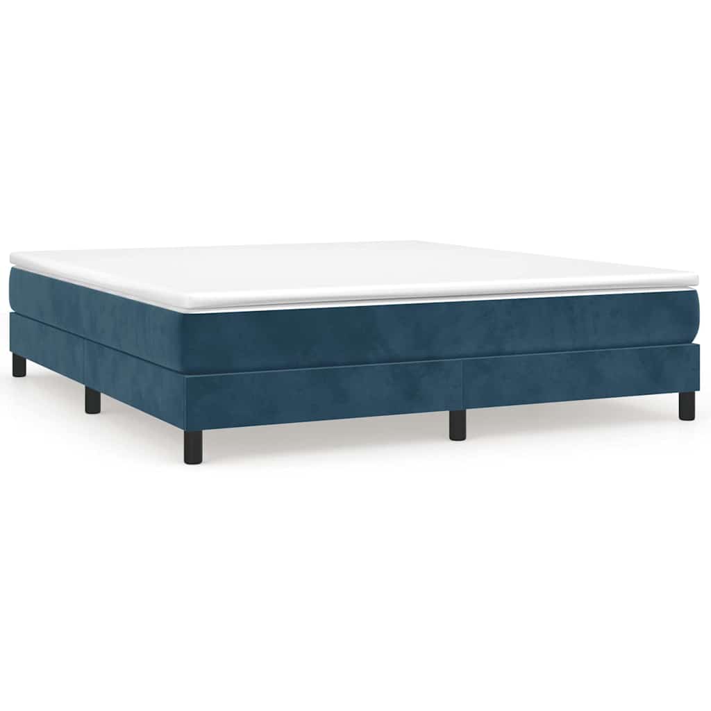 vidaXL Κρεβάτι Boxspring με Στρώμα Σκούρο Μπλε 180x200 εκ. Βελούδινο
