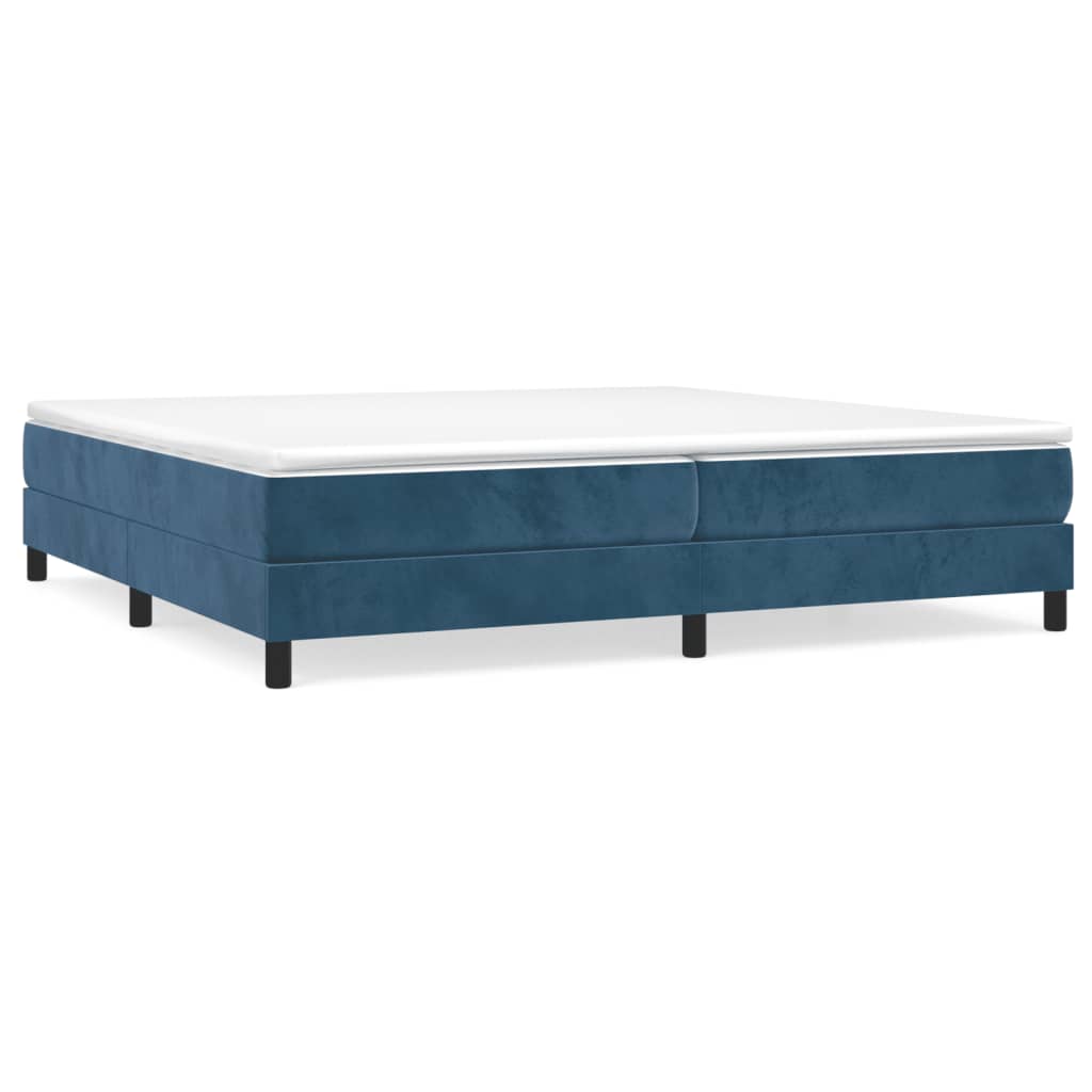 vidaXL Κρεβάτι Boxspring με Στρώμα Σκούρο Μπλε 200x200 εκ. Βελούδινο