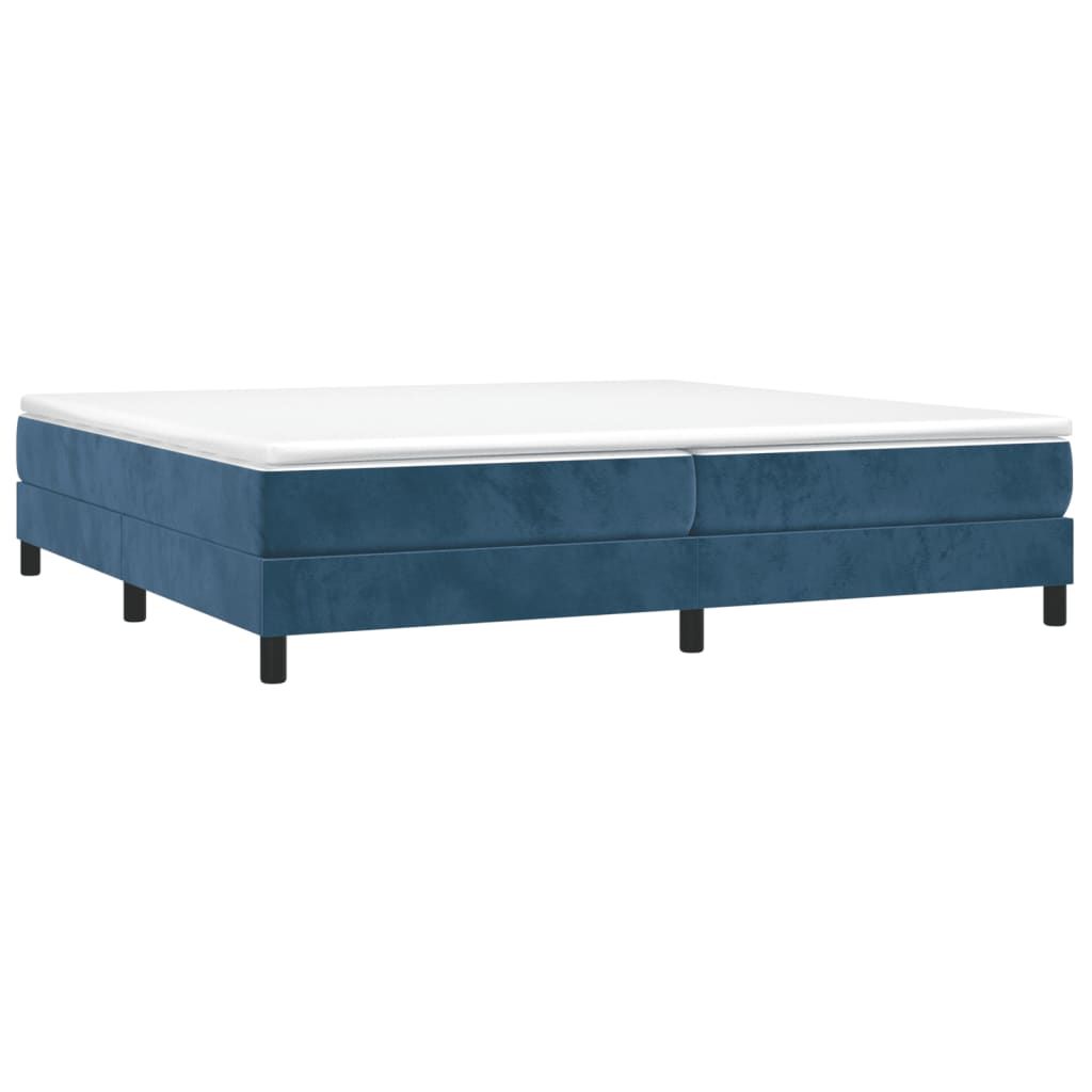vidaXL Κρεβάτι Boxspring με Στρώμα Σκούρο Μπλε 200x200 εκ. Βελούδινο