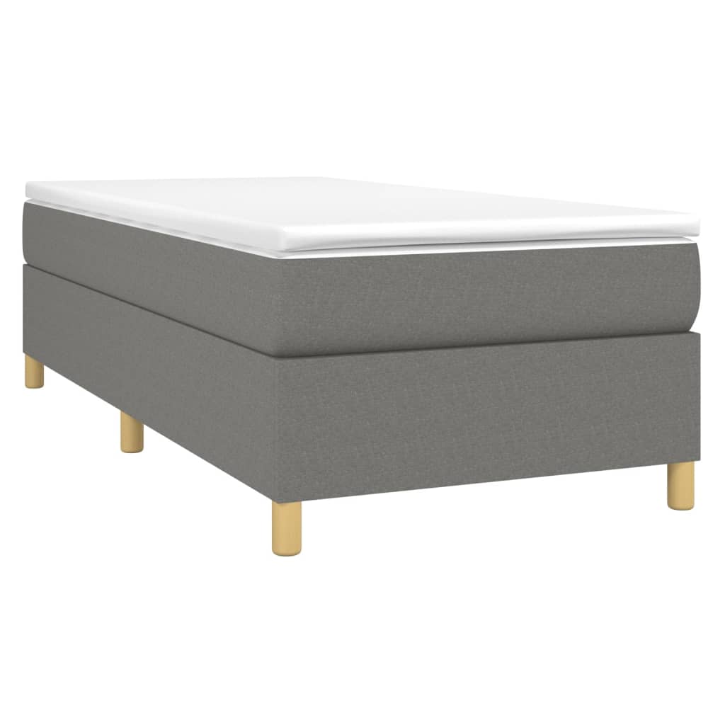 vidaXL Κρεβάτι Boxspring με Στρώμα Σκούρο Γκρι 90x190 εκ. Υφασμάτινο