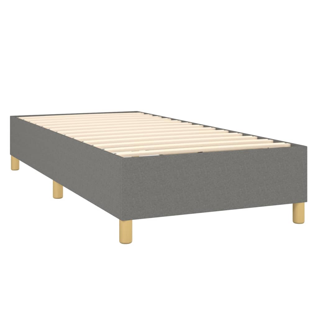 vidaXL Κρεβάτι Boxspring με Στρώμα Σκούρο Γκρι 90x190 εκ. Υφασμάτινο