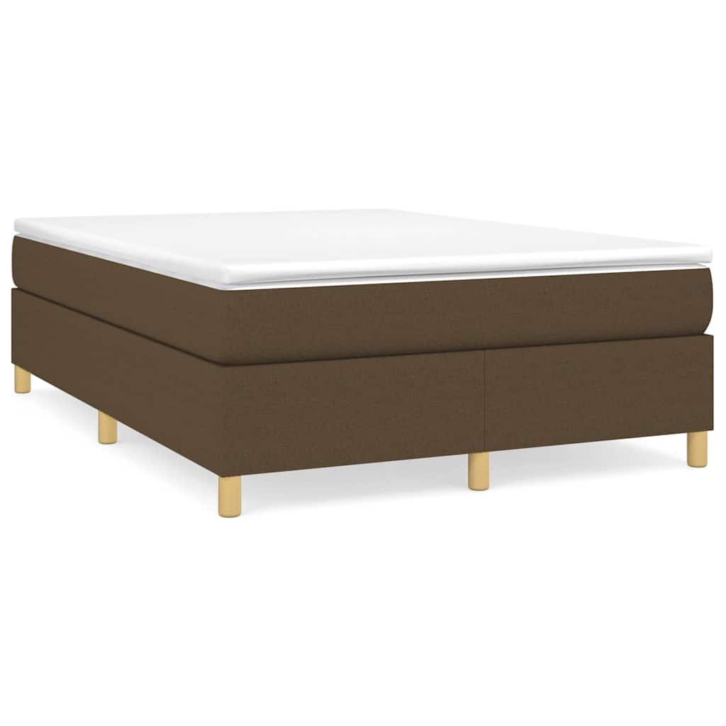 vidaXL Κρεβάτι Boxspring με Στρώμα Σκούρο Καφέ 140x190 εκ. Υφασμάτινο