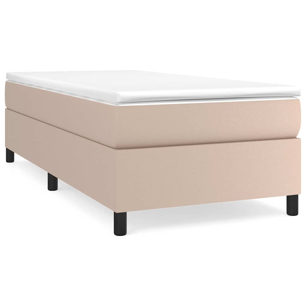 vidaXL Κρεβάτι Boxspring με Στρώμα Καπουτσίνο 90x190εκ.από Συνθ. Δέρμα