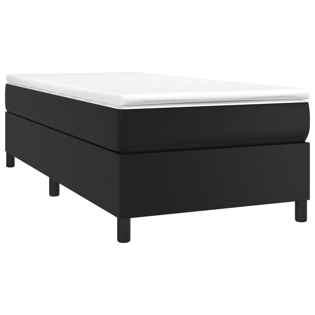 vidaXL Κρεβάτι Boxspring με Στρώμα Μαύρο 90x200εκ. από Συνθετικό Δέρμα