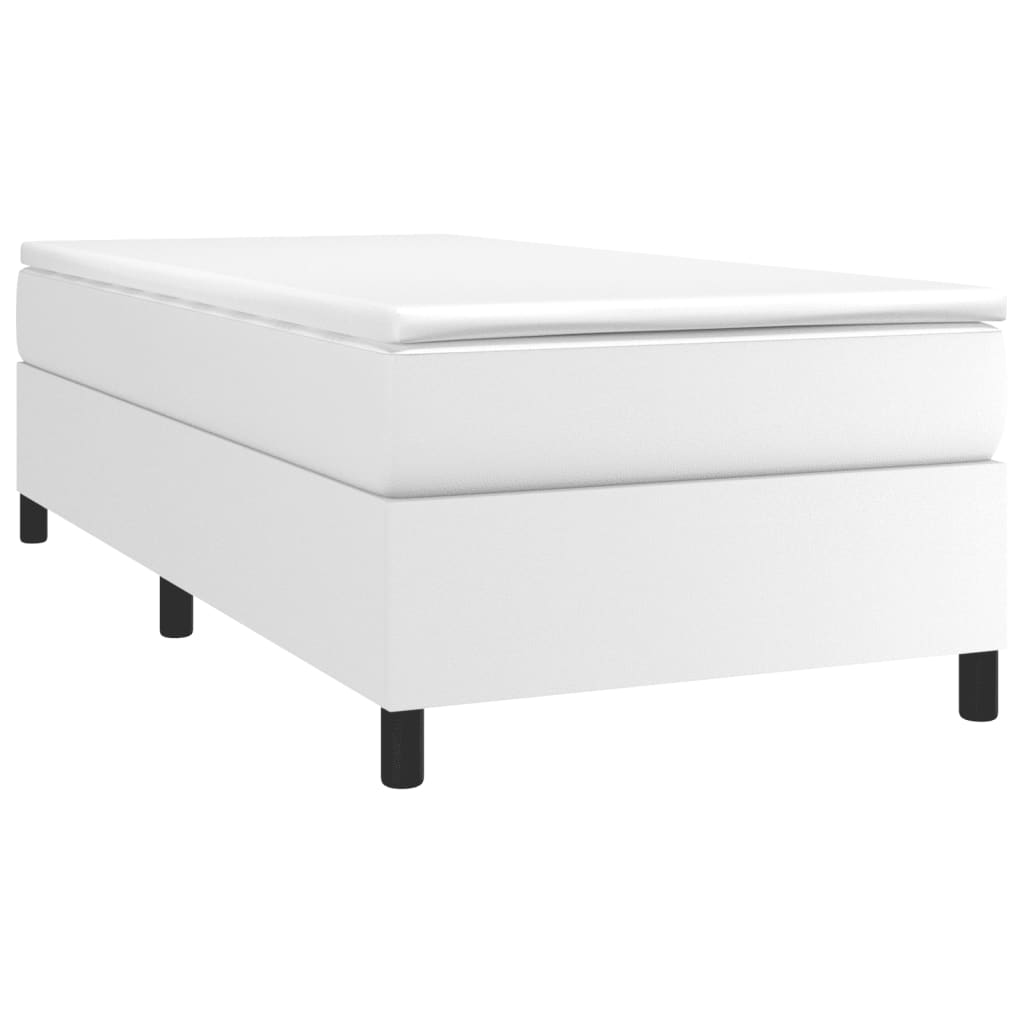 vidaXL Κρεβάτι Boxspring με Στρώμα Λευκό 90x200εκ. από Συνθετικό Δέρμα