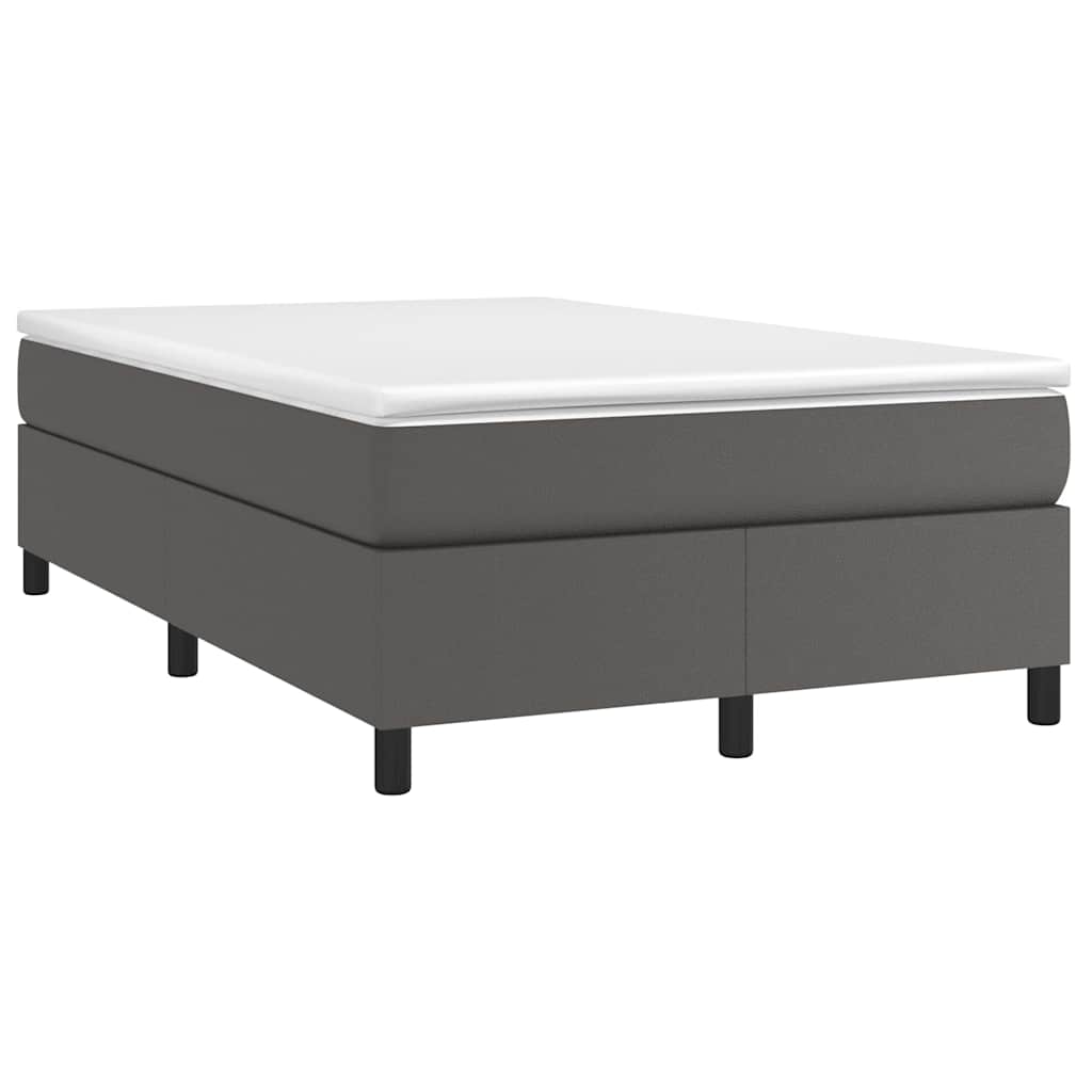 vidaXL Κρεβάτι Boxspring με Στρώμα Γκρι 120x200εκ. από Συνθετικό Δέρμα