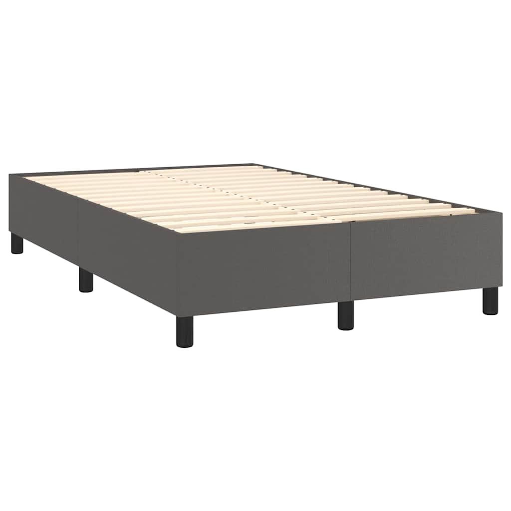 vidaXL Κρεβάτι Boxspring με Στρώμα Γκρι 120x200εκ. από Συνθετικό Δέρμα