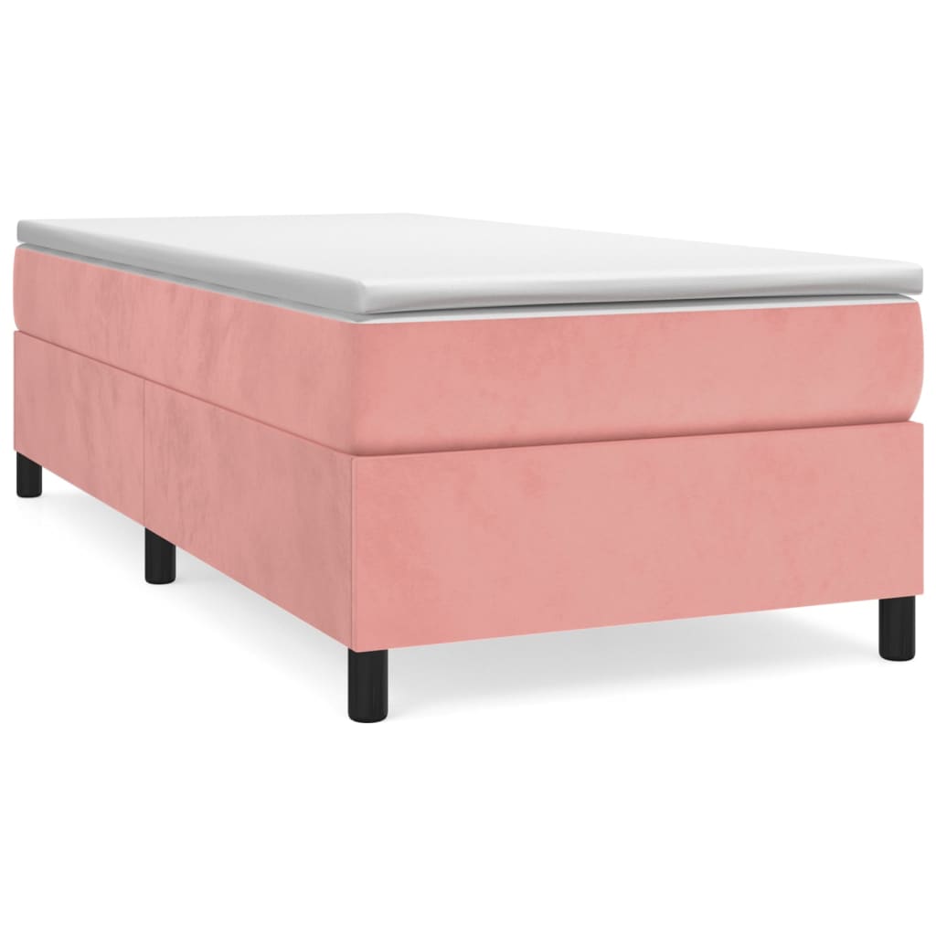 vidaXL Κρεβάτι Boxspring με Στρώμα Ροζ 90x190 εκ. Βελούδινο