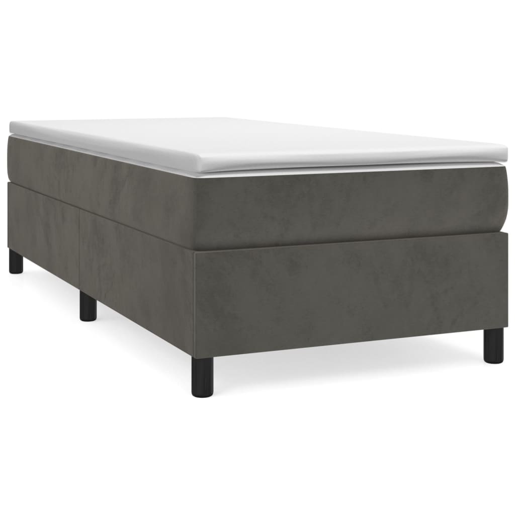vidaXL Κρεβάτι Boxspring με Στρώμα Σκούρο Γκρι 90x200 εκ. Βελούδινο