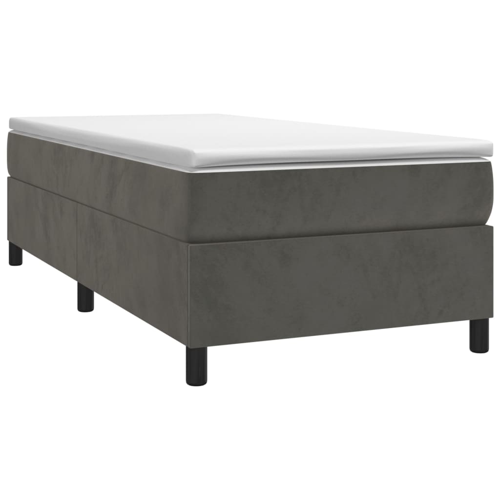 vidaXL Κρεβάτι Boxspring με Στρώμα Σκούρο Γκρι 90x200 εκ. Βελούδινο