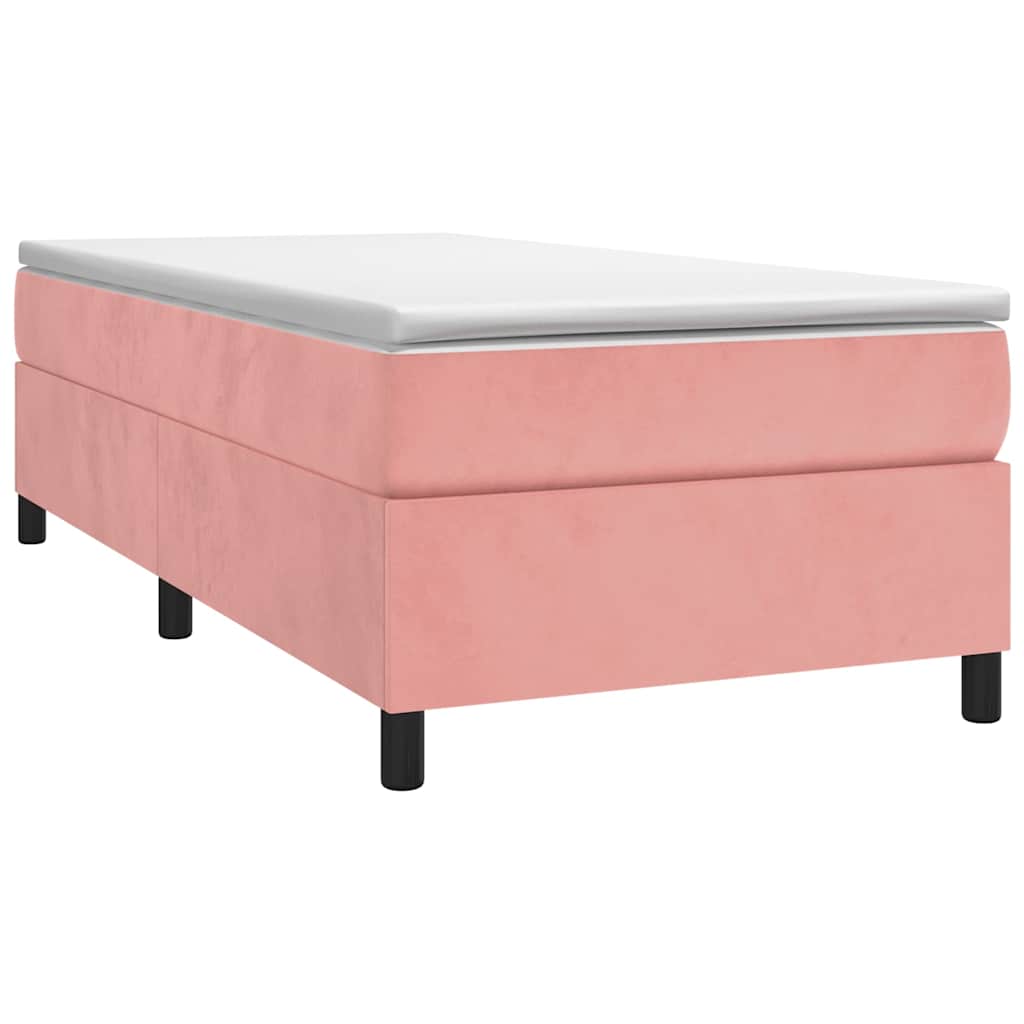 vidaXL Κρεβάτι Boxspring με Στρώμα Ροζ 90x200 εκ. Βελούδινο