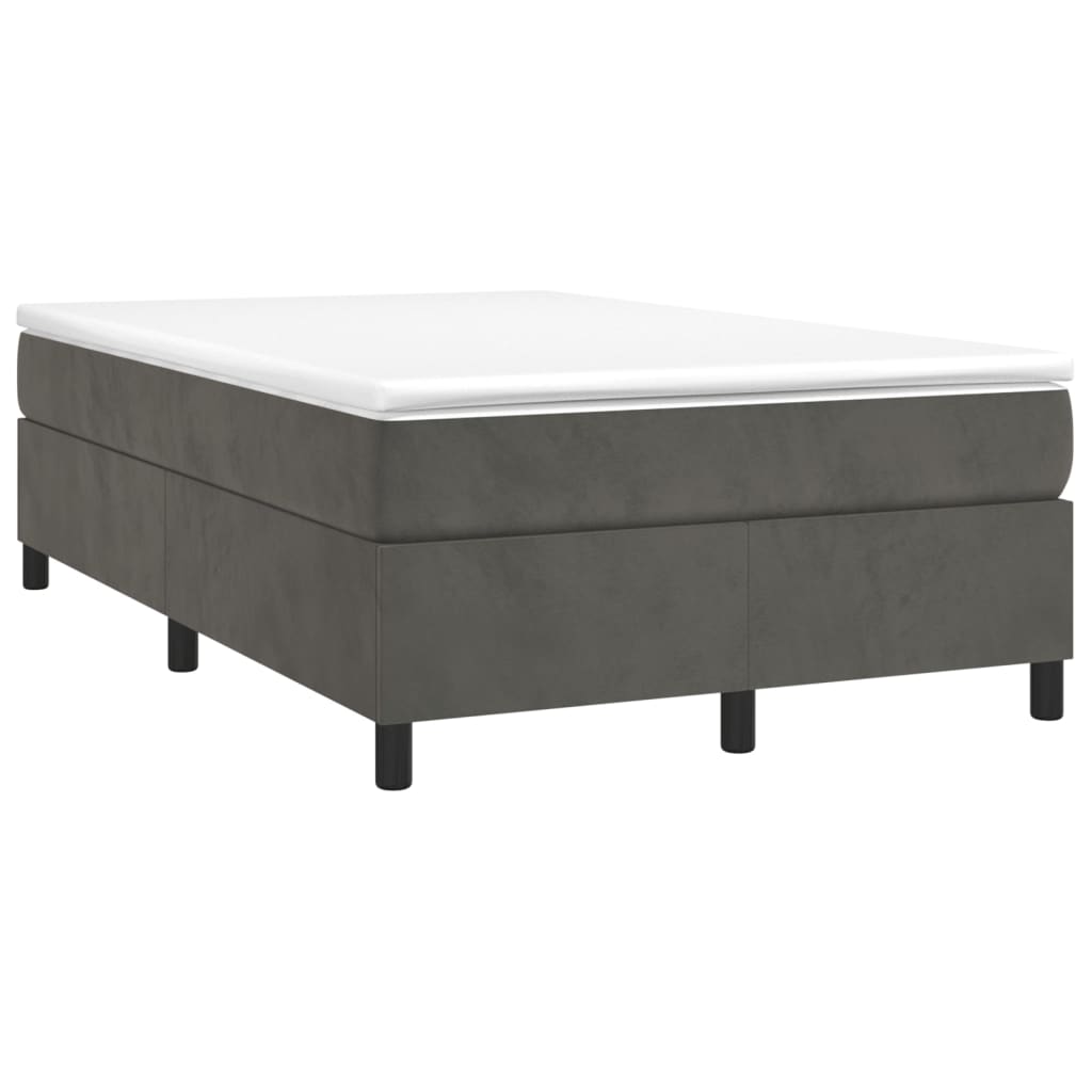 vidaXL Κρεβάτι Boxspring με Στρώμα Σκούρο Γκρι 120x200 εκ. Βελούδινο