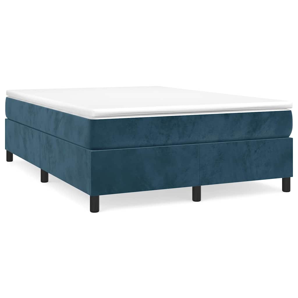 vidaXL Κρεβάτι Boxspring με Στρώμα Σκούρο Μπλε 140x190 εκ. Βελούδινο