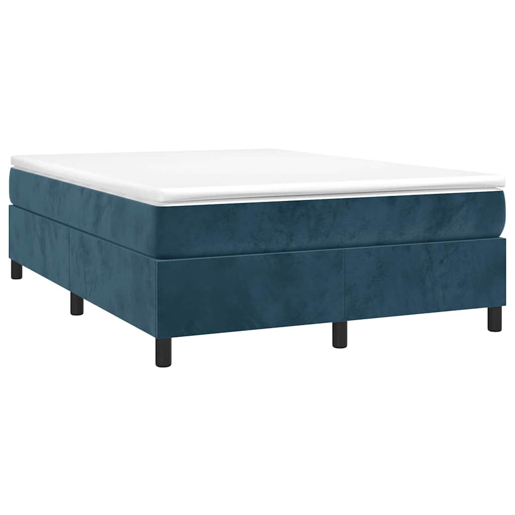 vidaXL Κρεβάτι Boxspring με Στρώμα Σκούρο Μπλε 140x190 εκ. Βελούδινο