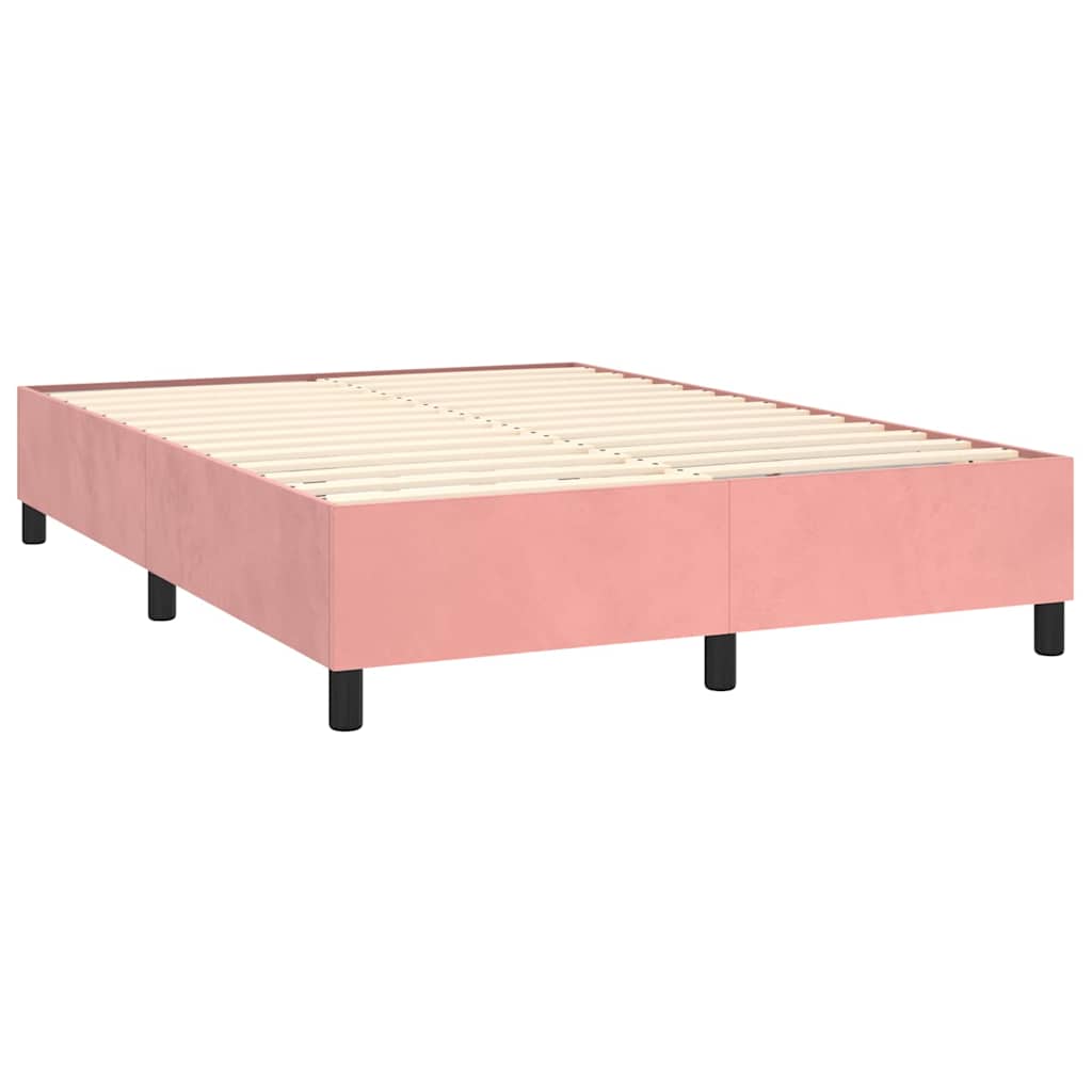 vidaXL Κρεβάτι Boxspring με Στρώμα Ροζ 140x190 εκ. Βελούδινο