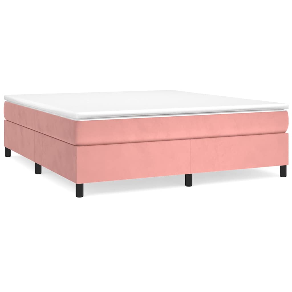vidaXL Κρεβάτι Boxspring με Στρώμα Ροζ 160x200 εκ. Βελούδινο