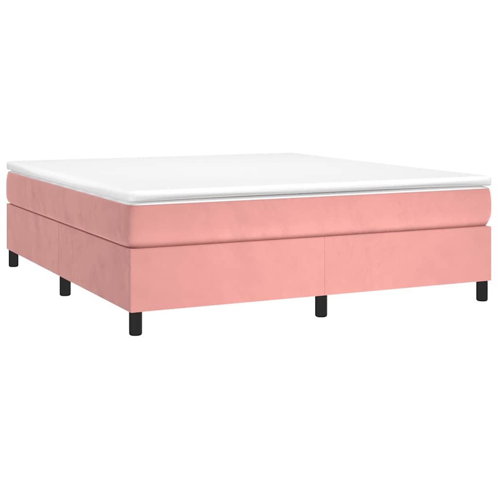 vidaXL Κρεβάτι Boxspring με Στρώμα Ροζ 160x200 εκ. Βελούδινο