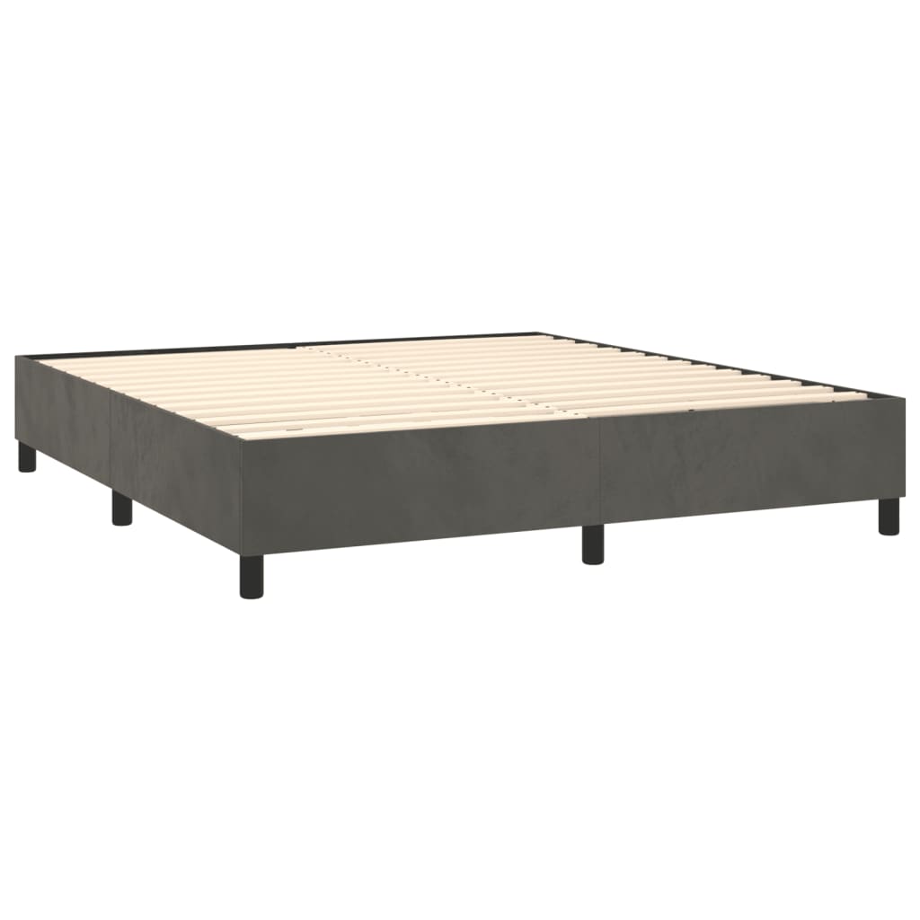 vidaXL Κρεβάτι Boxspring με Στρώμα Σκούρο Γκρι 180x200 εκ. Βελούδινο