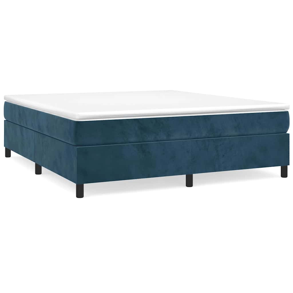 vidaXL Κρεβάτι Boxspring με Στρώμα Σκούρο Μπλε 180x200 εκ. Βελούδινο
