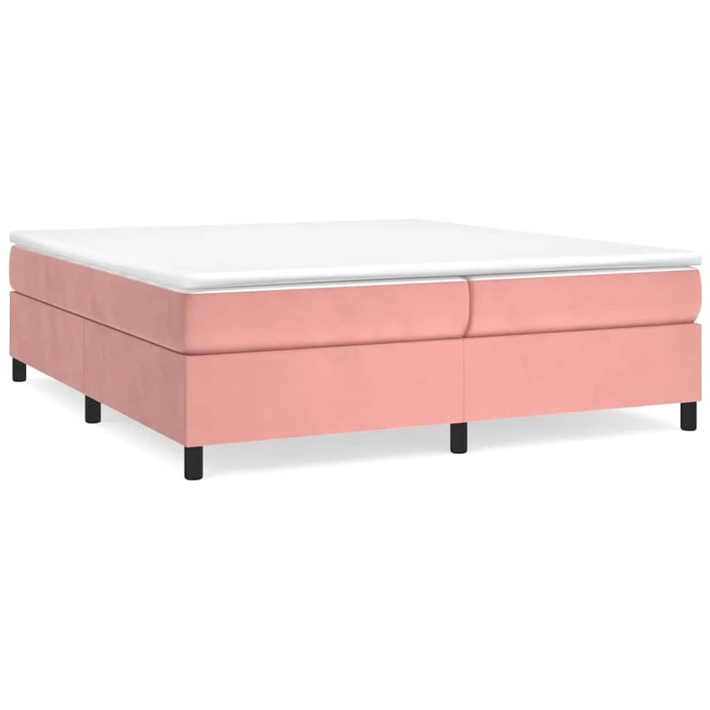 vidaXL Κρεβάτι Boxspring με Στρώμα Ροζ 200x200 εκ. Βελούδινο