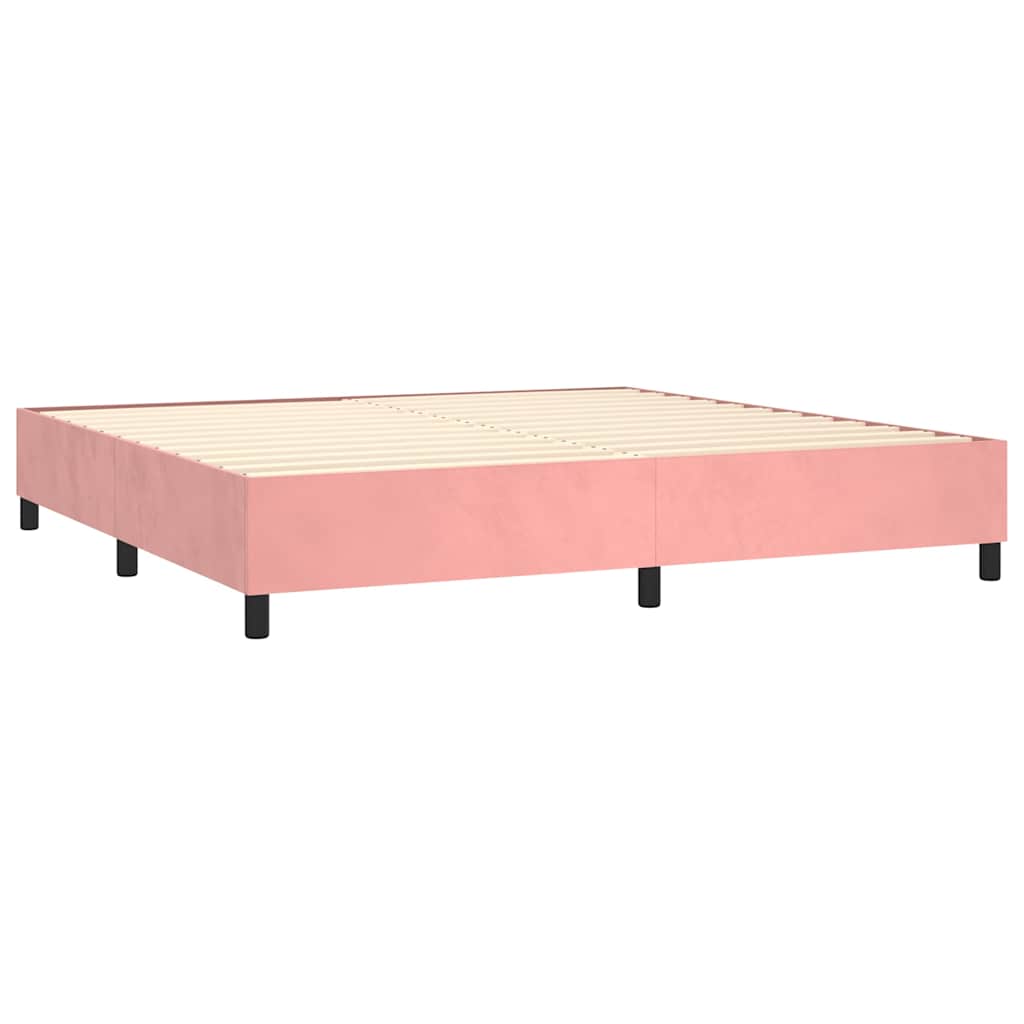 vidaXL Κρεβάτι Boxspring με Στρώμα Ροζ 200x200 εκ. Βελούδινο