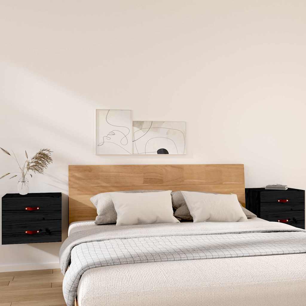 vidaXL Κομοδίνα Επιτοίχια 2 τεμ. Μαύρα 50x36x40 εκ.