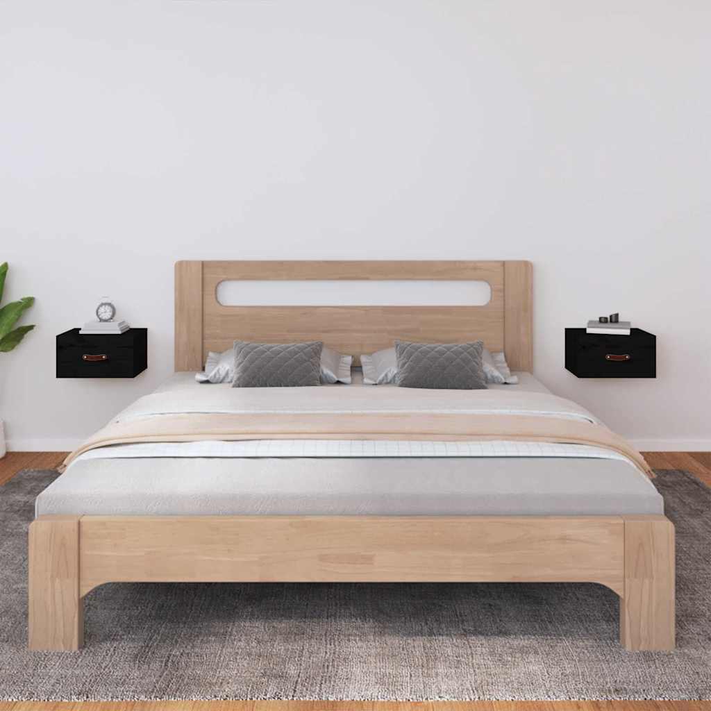 vidaXL Κομοδίνα Επιτοίχια 2 τεμ. Μαύρη 40 x 29,5 x 22 εκ.