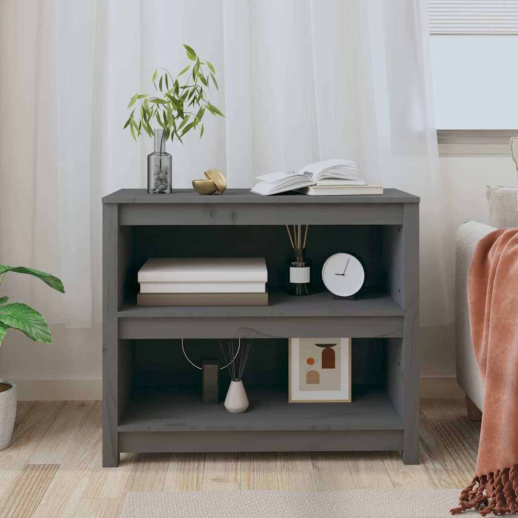 vidaXL Βιβλιοθήκη Γκρι 80 x 35 x 68 εκ. από Μασίφ Ξύλο Πεύκου