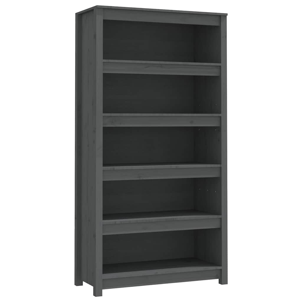 vidaXL Βιβλιοθήκη Γκρι 80 x 35 x 154 εκ. από Μασίφ Ξύλο Πεύκου