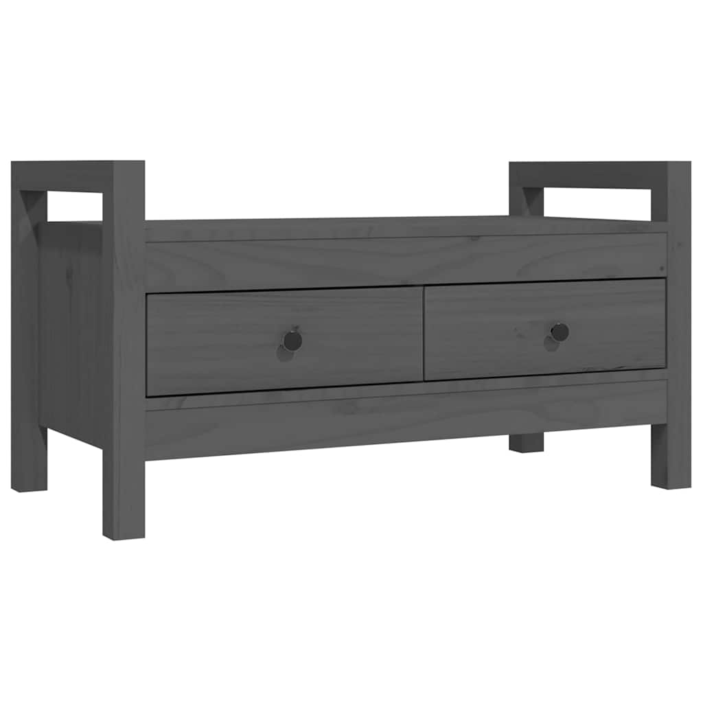 vidaXL Παγκάκι Χολ Γκρι 80x40x43 εκ. από Μασίφ Ξύλο Πεύκου