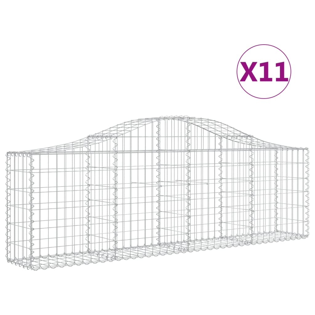 vidaXL Συρματοκιβώτια Τοξωτά 11 τεμ. 200x30x60/80 εκ. Γαλβαν. Ατσάλι