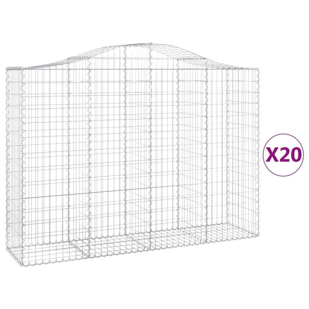 vidaXL Συρματοκιβώτια Τοξωτά 20 τεμ. 200x50x140/160 εκ. Γαλβαν. Ατσάλι