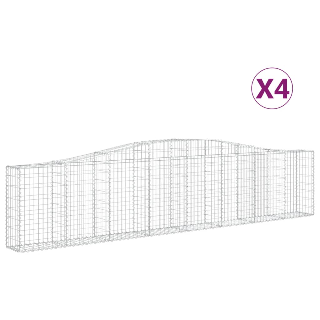 vidaXL Συρματοκιβώτια Τοξωτά 4 τεμ. 400x30x80/100 εκ. Γαλβαν. Ατσάλι