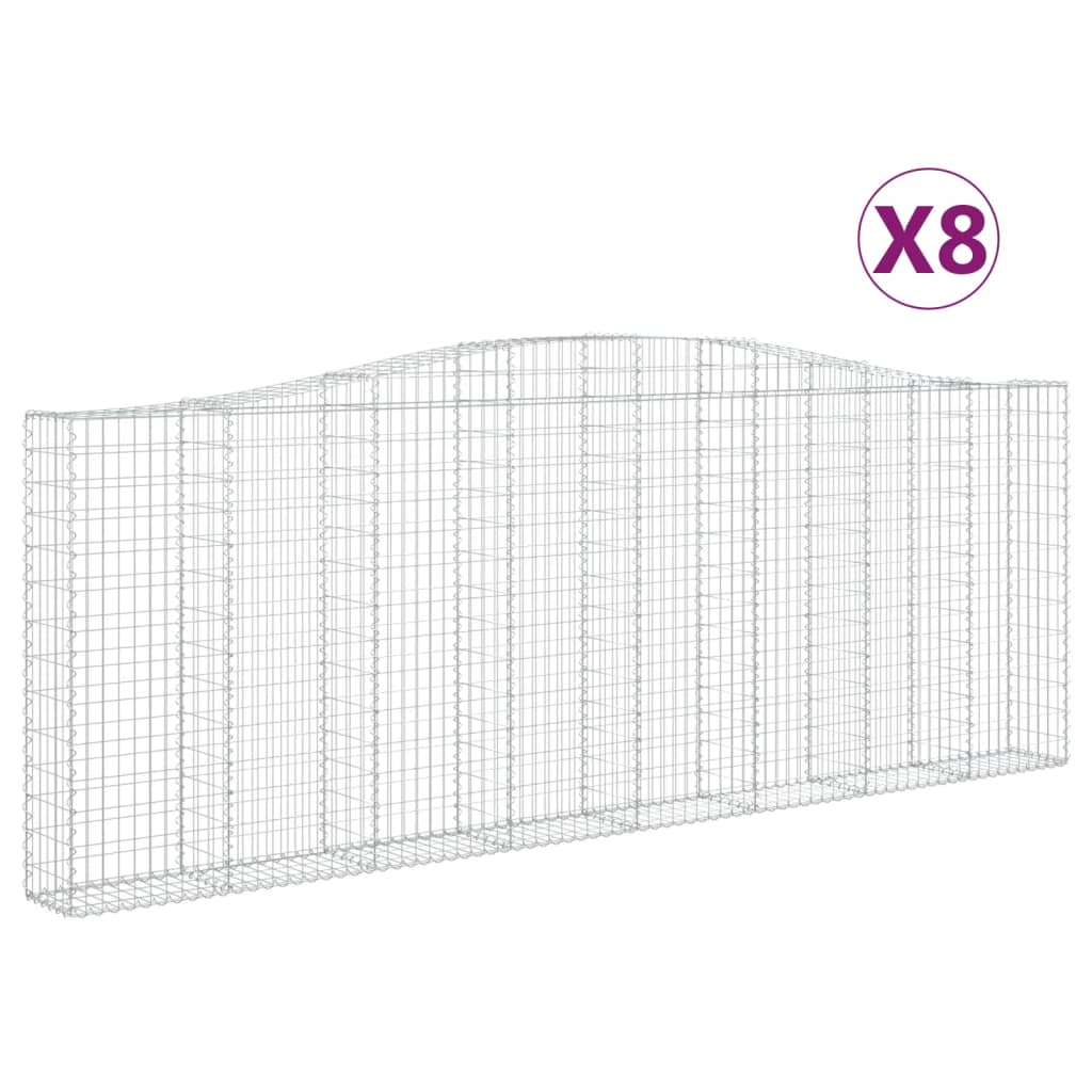 vidaXL Συρματοκιβώτια Τοξωτά 8 τεμ. 400x30x140/160 εκ. Γαλβαν. Ατσάλι