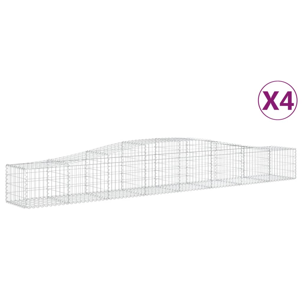 vidaXL Συρματοκιβώτια Τοξωτά 4 τεμ. 400x50x40/60 εκ. Γαλβαν. Ατσάλι