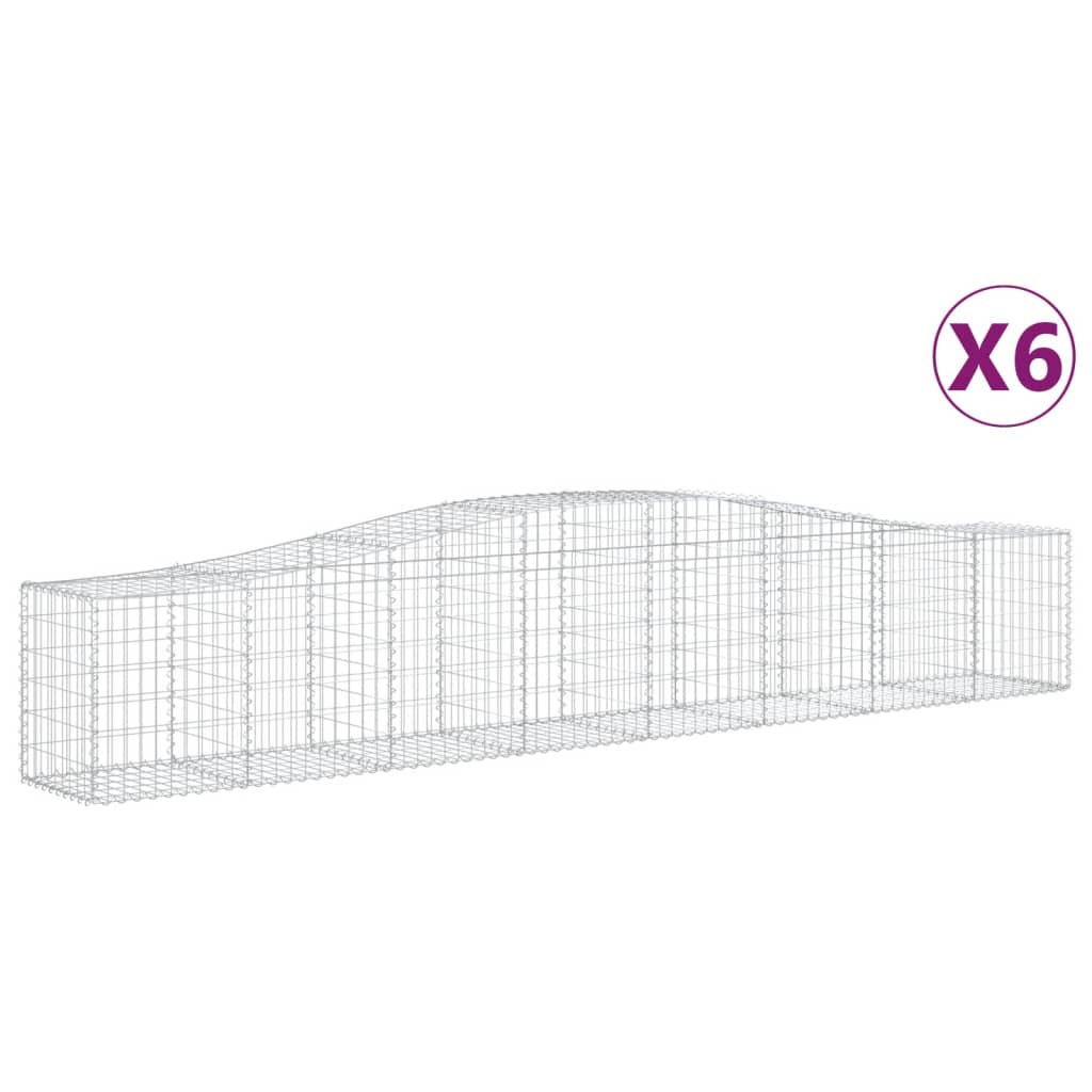 vidaXL Συρματοκιβώτια Τοξωτά 6 τεμ. 400x50x60/80 εκ. Γαλβαν. Ατσάλι