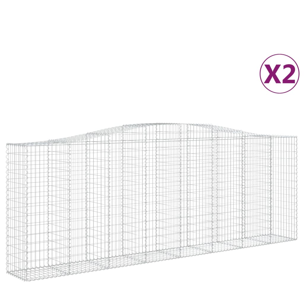 vidaXL Συρματοκιβώτια Τοξωτά 2 τεμ. 400x50x140/160 εκ. Γαλβαν. Ατσάλι
