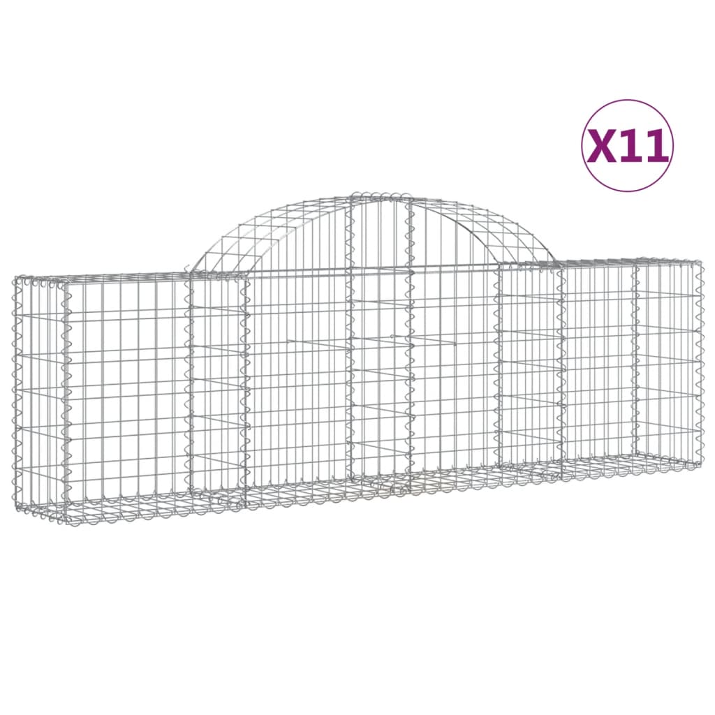 vidaXL Συρματοκιβώτια Τοξωτά 11 τεμ. 200x30x60/80 εκ. Γαλβαν. Ατσάλι
