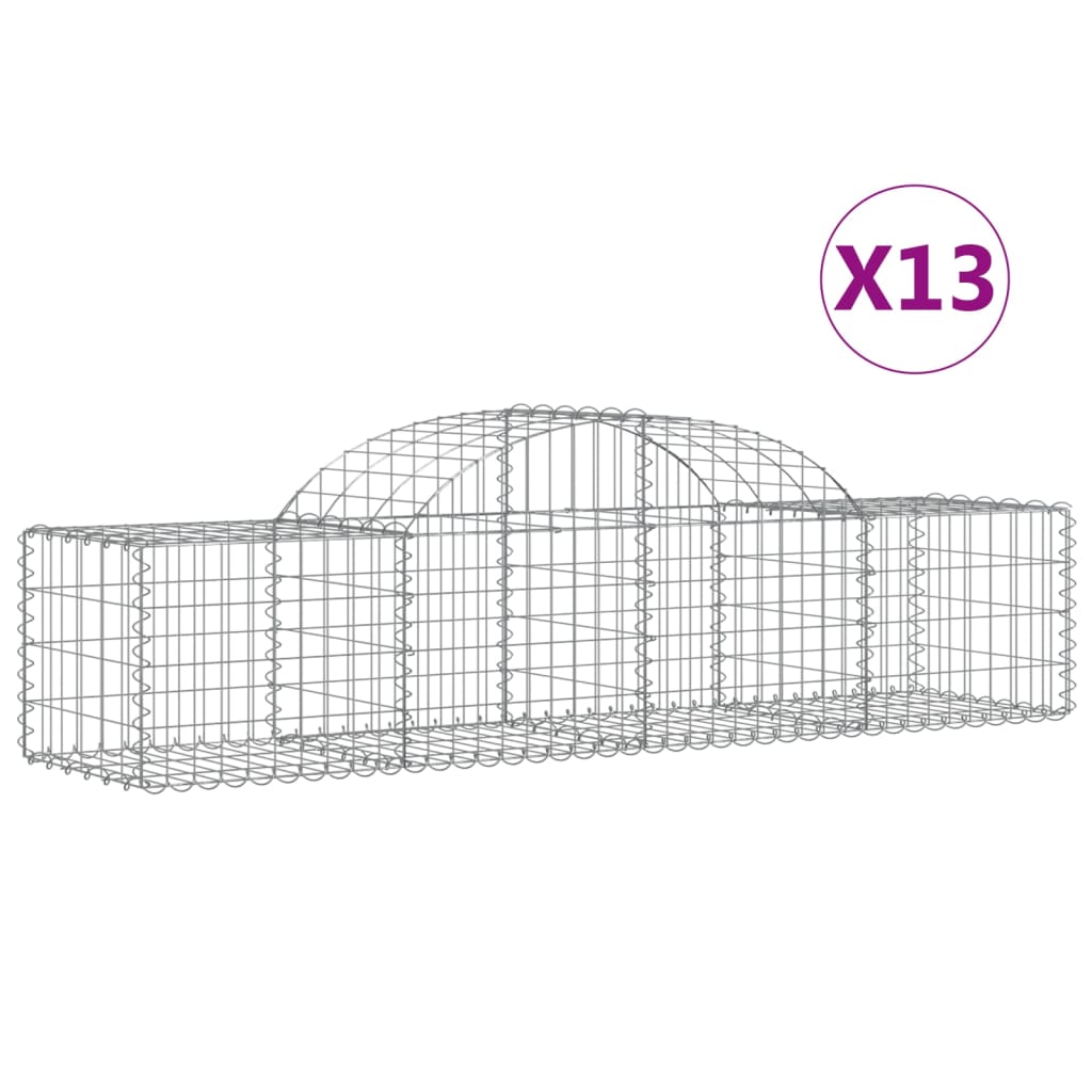 vidaXL Συρματοκιβώτια Τοξωτά 13 τεμ. 200x50x40/60 εκ. Γαλβαν. Ατσάλι