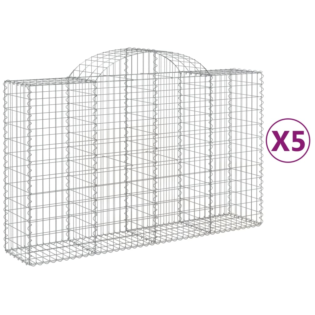 vidaXL Συρματοκιβώτια Τοξωτά 5 τεμ. 200x50x120/140 εκ. Γαλβαν. Ατσάλι