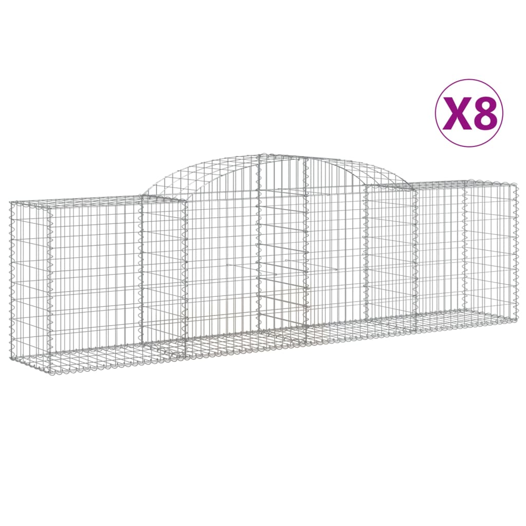 vidaXL Συρματοκιβώτια Τοξωτά 8 τεμ. 300x50x80/100 εκ. Γαλβαν. Ατσάλι