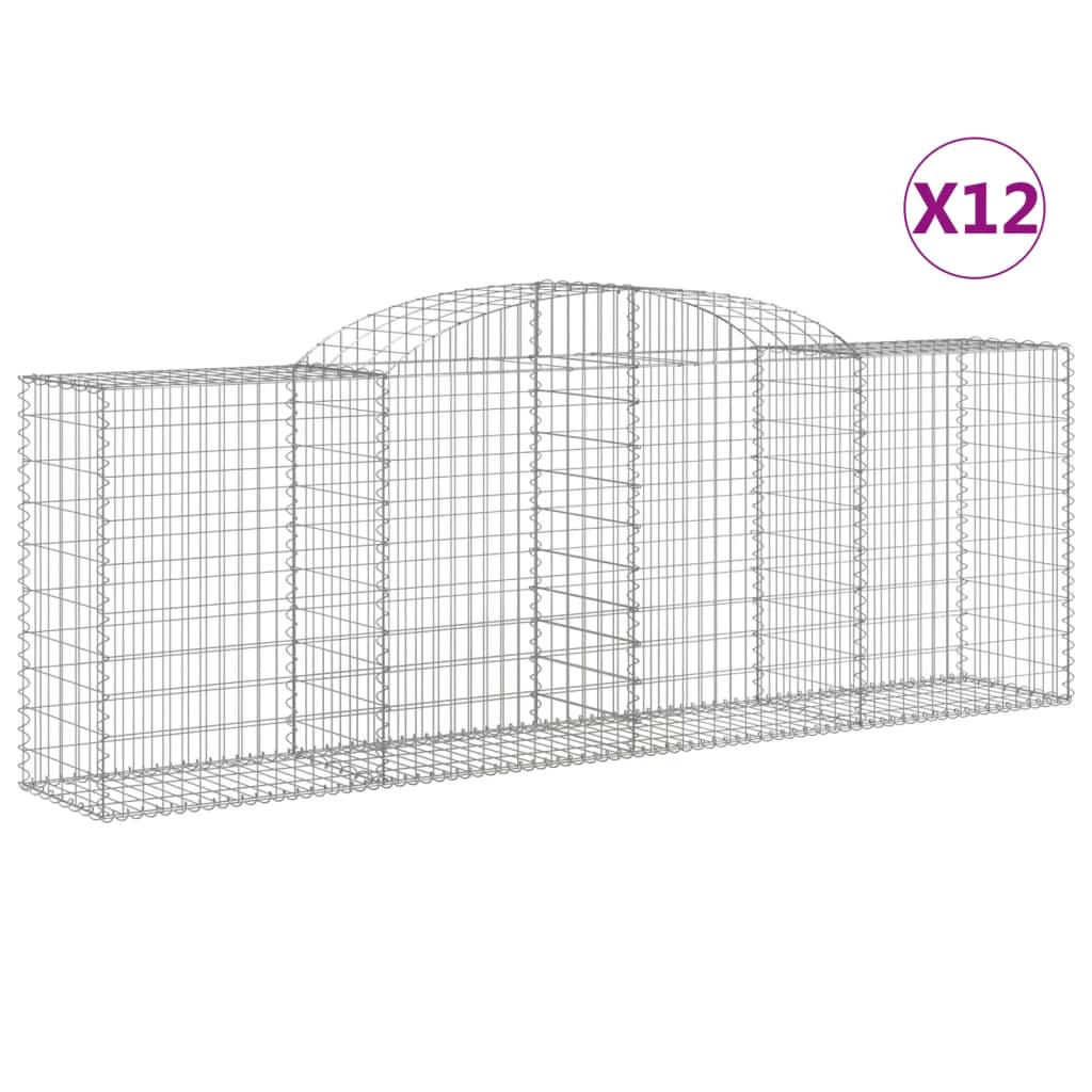 vidaXL Συρματοκιβώτια Τοξωτά 12 τεμ. 300x50x100/120 εκ. Γαλβαν. Ατσάλι