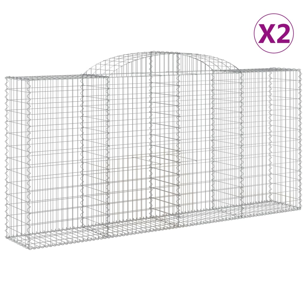 vidaXL Συρματοκιβώτια Τοξωτά 2 τεμ. 300x50x140/160 εκ. Γαλβαν. Ατσάλι