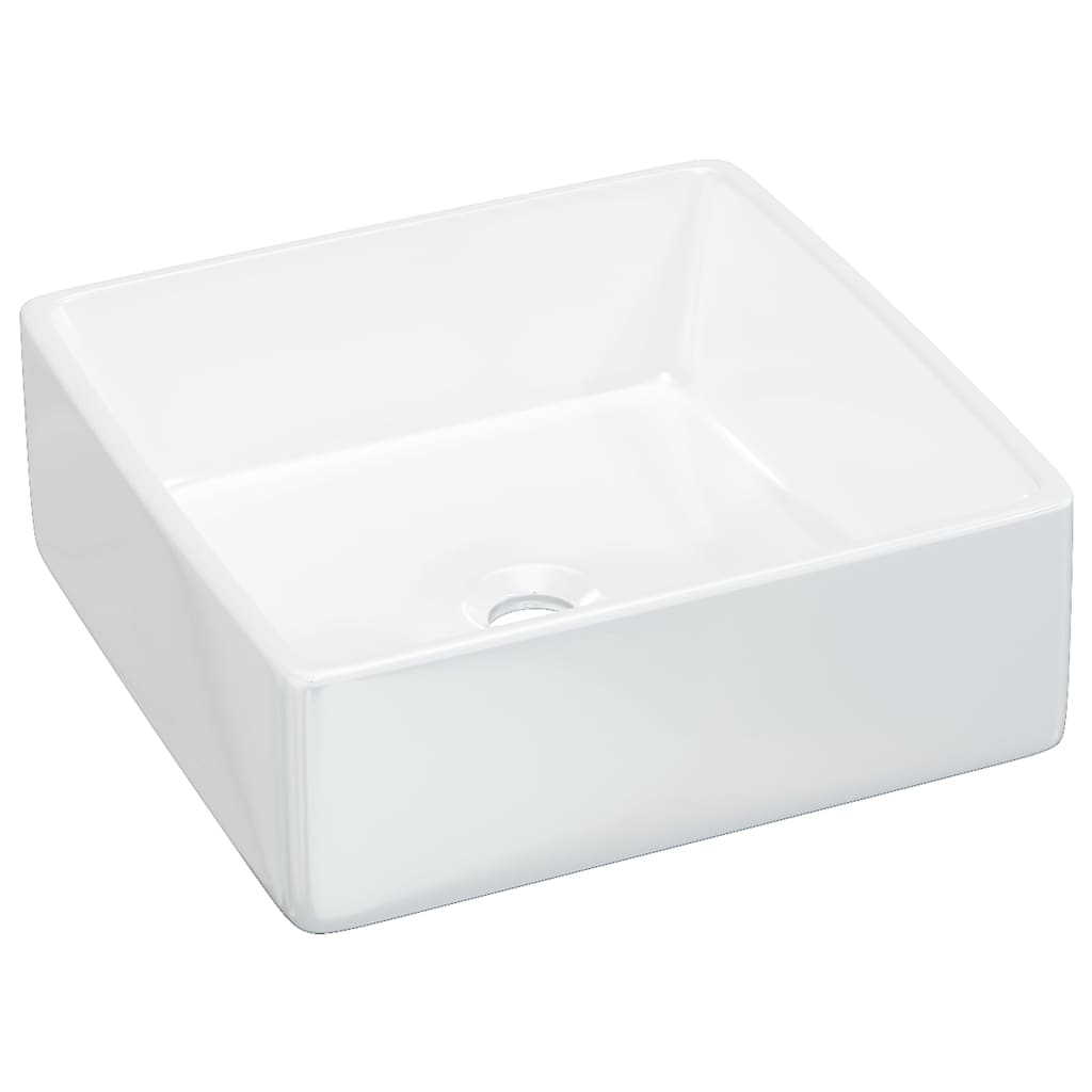 vidaXL Νιπτήρας Τετράγωνος Λευκός 37x37x13 εκ. Κεραμικός